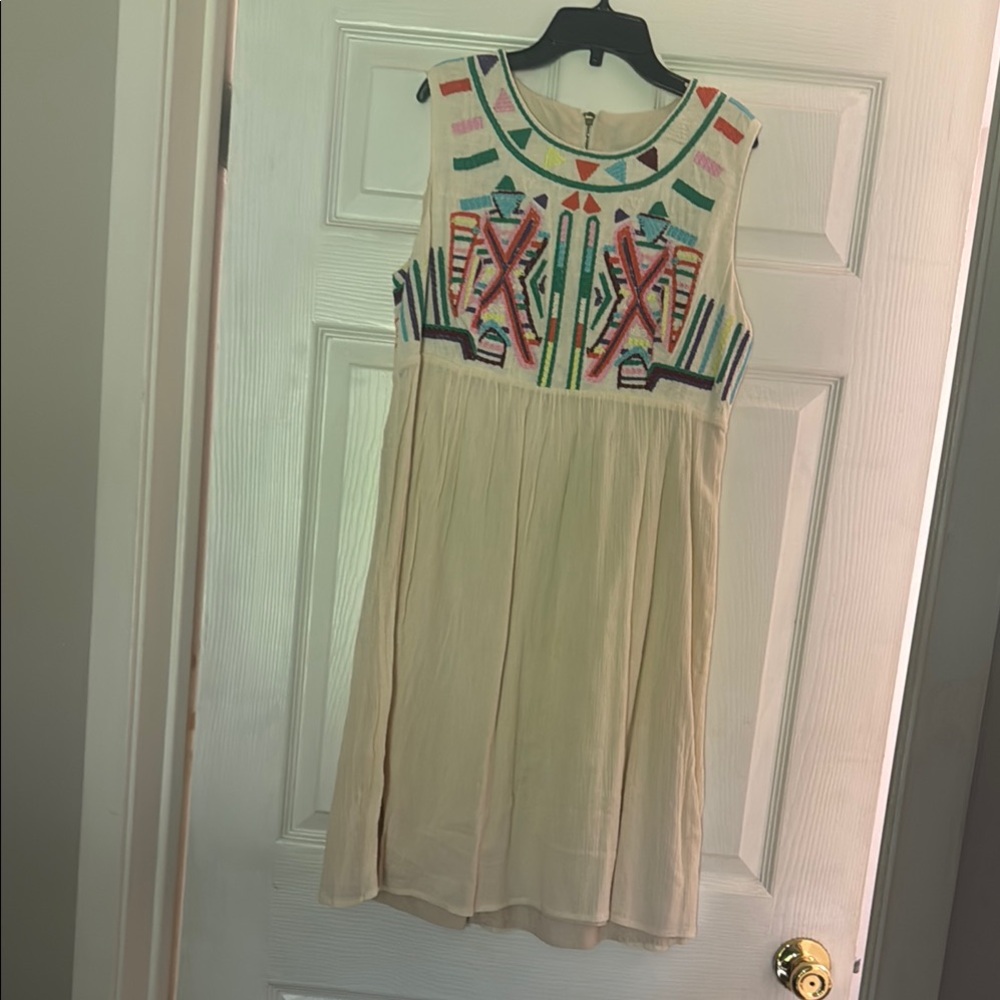 V Cristina Colorful Geometric Embroidered Dress